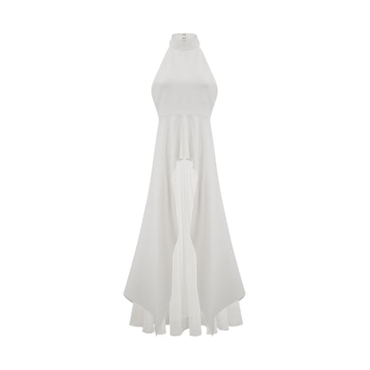 Inés halterneck layered long dress