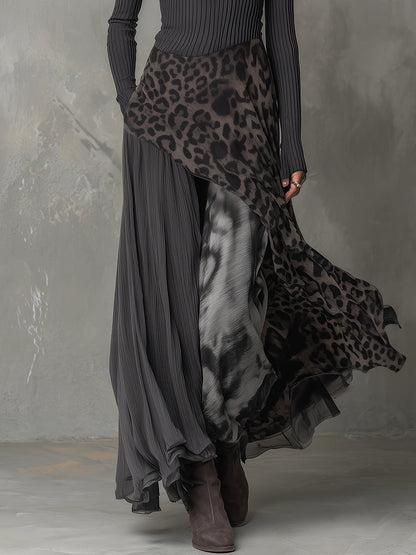 Martina | Long bohemian-style dress with leopard print