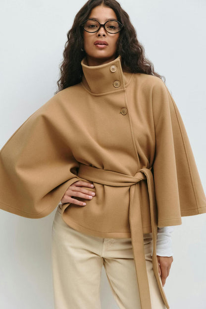 Capella Short Cape Coat – Beige