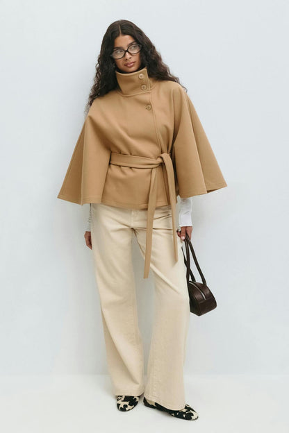 Capella Short Cape Coat – Beige