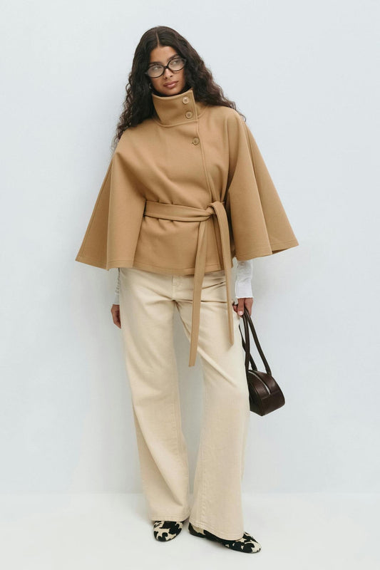 Capella Short Cape Coat – Beige