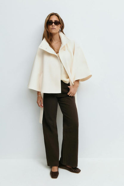 Capella Short Cape Coat – White
