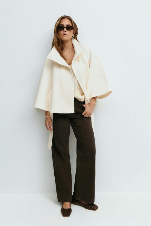 Capella Short Cape Coat – White