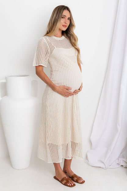 ESSENTIAL - Airlie Crochet Maxi Dress - Natural