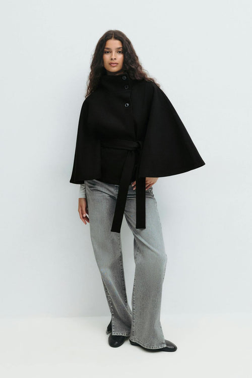 Capella Short Cape Coat – Black