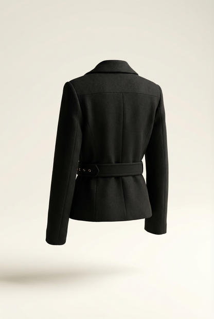 Claudia Short Belted Blazer – Black