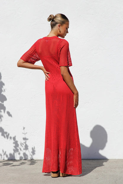 ESSENTIAL - Airlie Crochet Maxi Dress - Natural