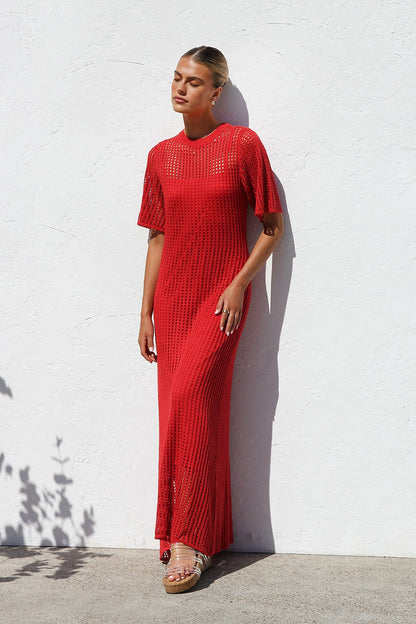 ESSENTIAL - Airlie Crochet Maxi Dress - Natural