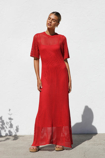 ESSENTIAL - Airlie Crochet Maxi Dress - Natural