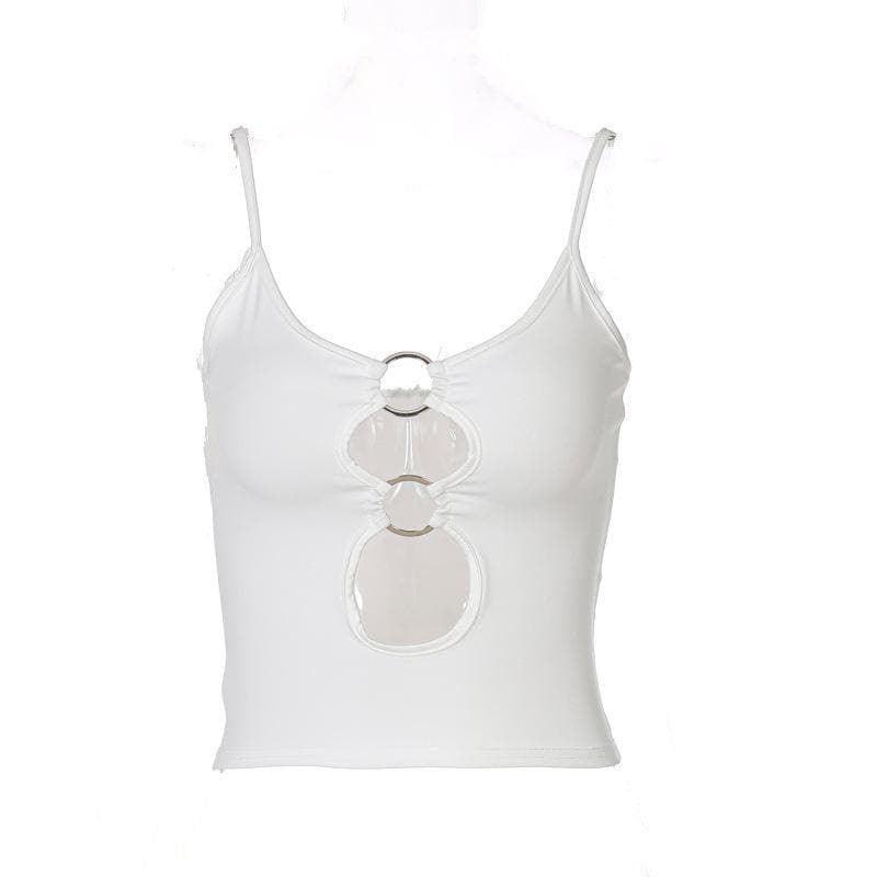 Hollow out low cut ring cami cut out top